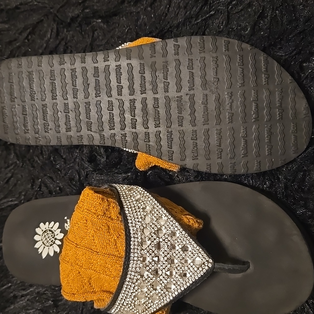 Black Flip Flops with Rhinestone Accents - Picture 3 of 5
